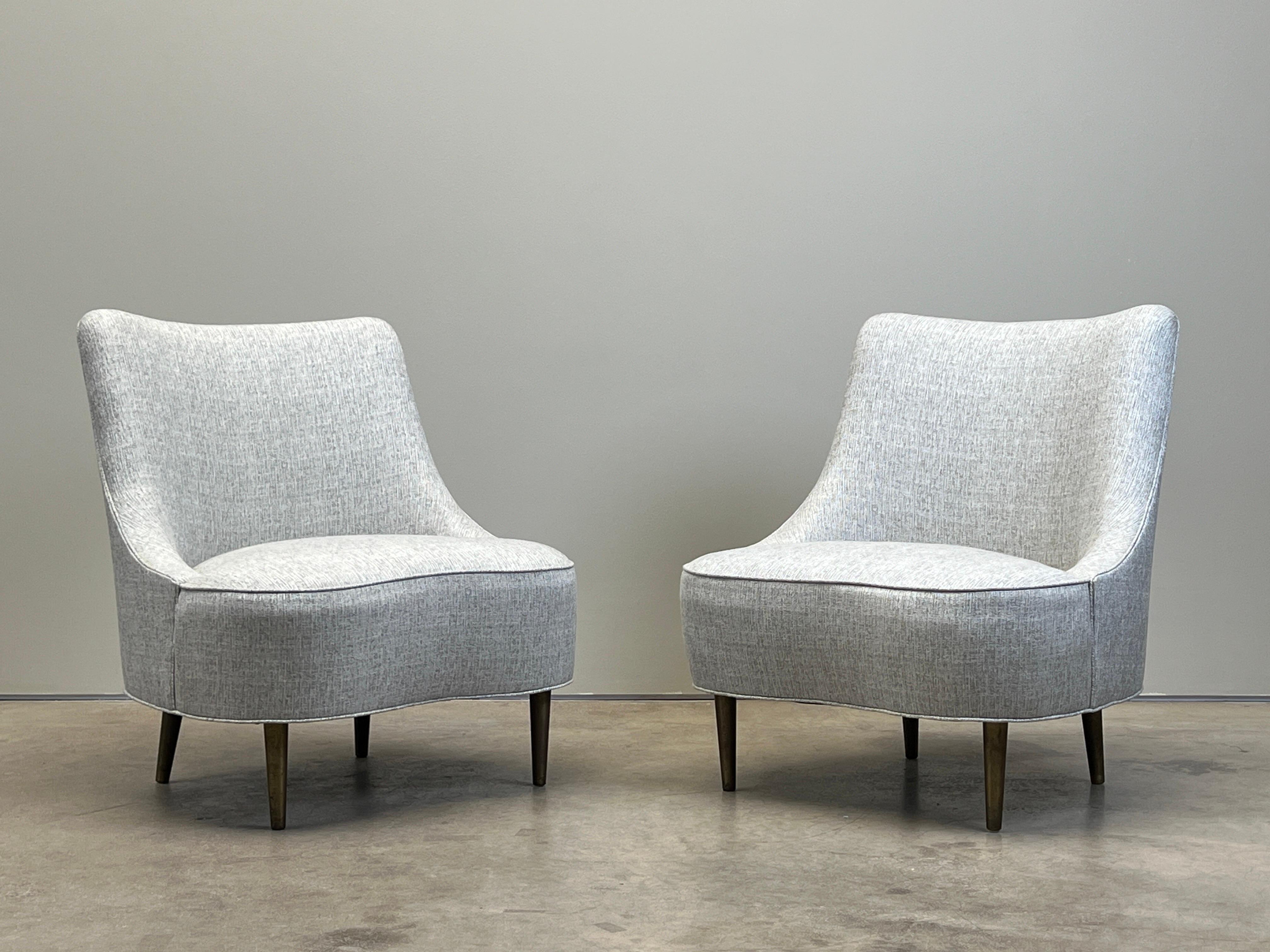 Pair of Tear Drop Chairs by Edward Wormley for Dunbar For Sale 3