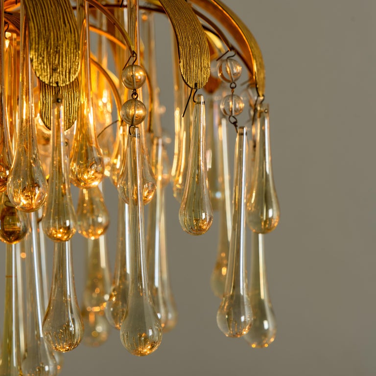 Pair of Tear Drop Glass 6-Light Chandeliers, Pendant Lights Palwa ...