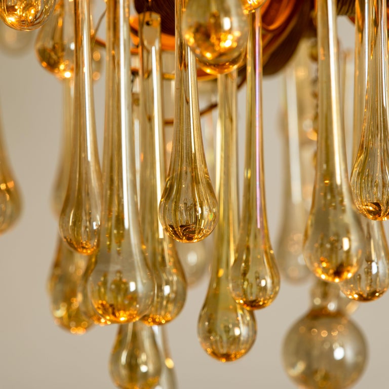 Pair of Tear Drop Glass 6-Light Chandeliers, Pendant Lights Palwa ...