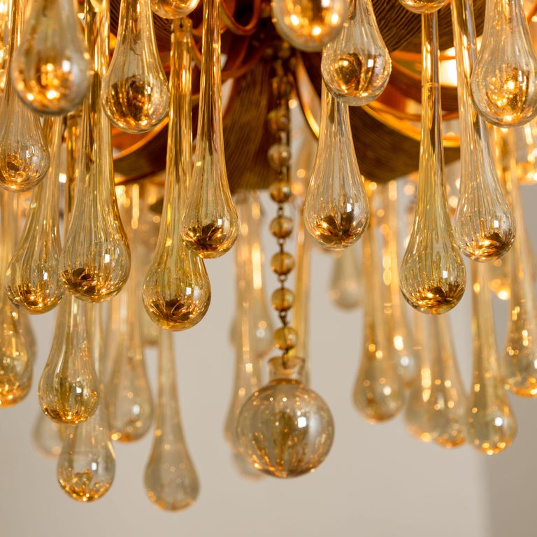 Pair of Tear Drop Glass 6-Light Chandeliers, Pendant Lights Palwa ...