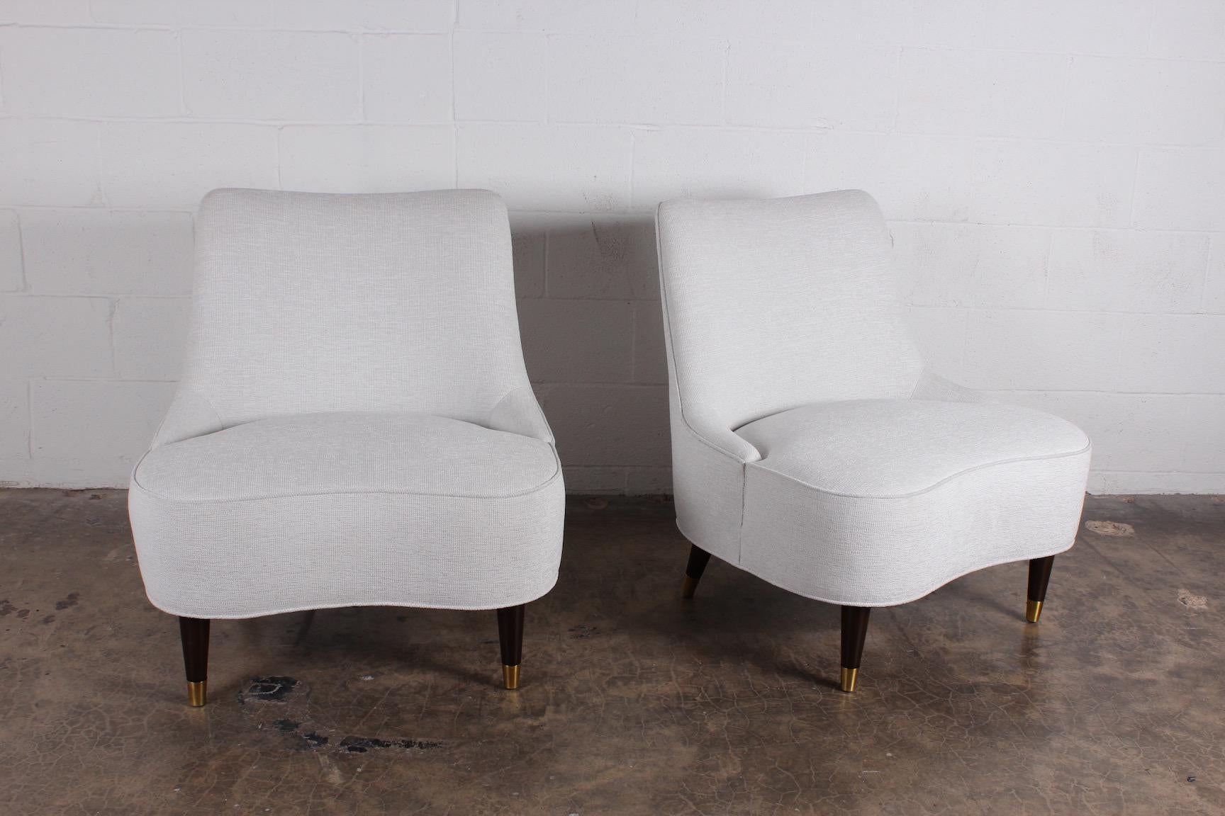 Pair of Teardrop Slipper Chairs by Edward Wormley for Dunbar In Good Condition In Dallas, TX