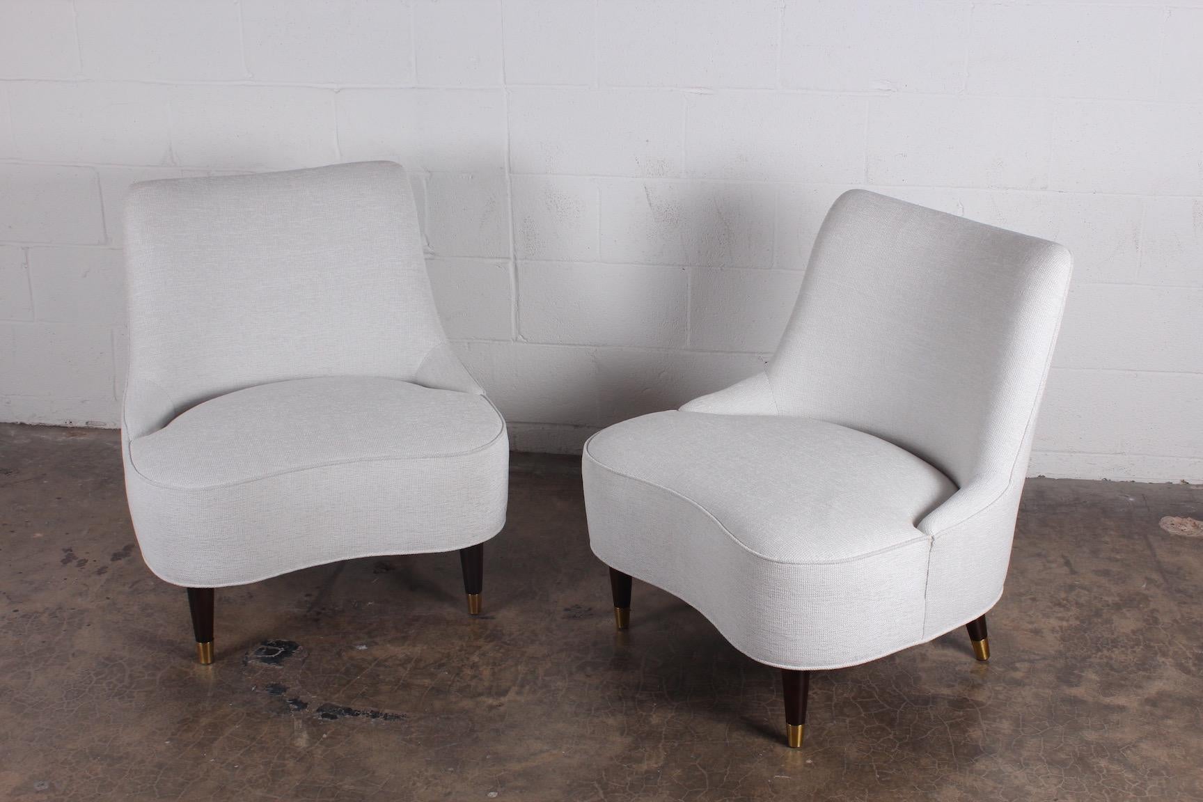 Mid-20th Century Pair of Teardrop Slipper Chairs by Edward Wormley for Dunbar