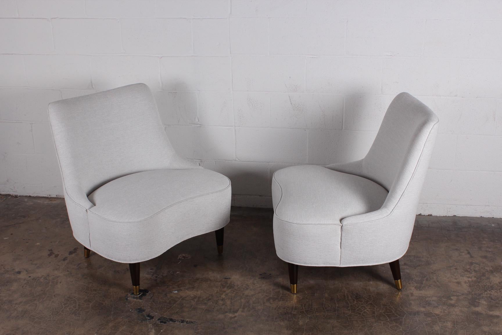 Pair of Teardrop Slipper Chairs by Edward Wormley for Dunbar 1