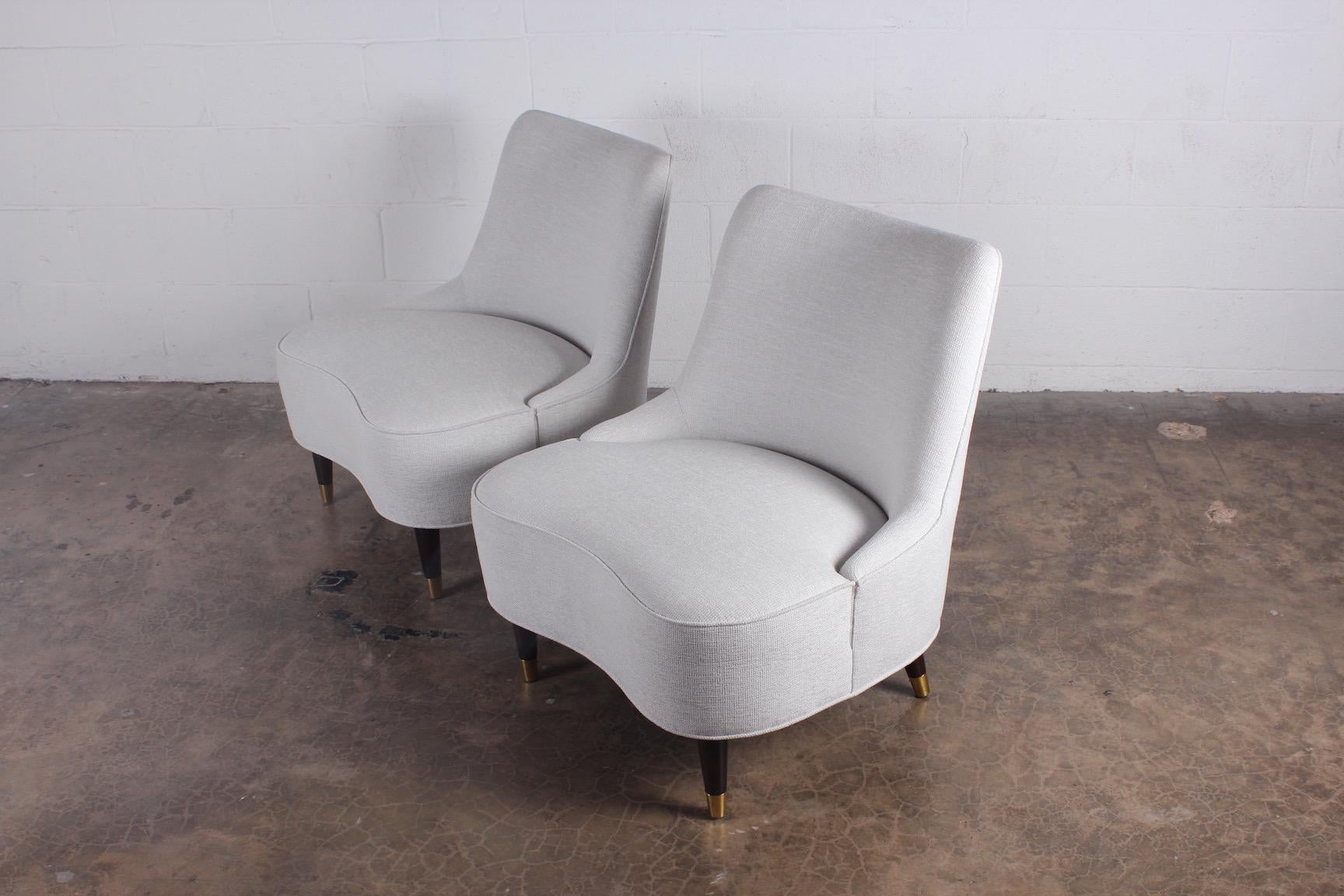 Pair of Teardrop Slipper Chairs by Edward Wormley for Dunbar 3