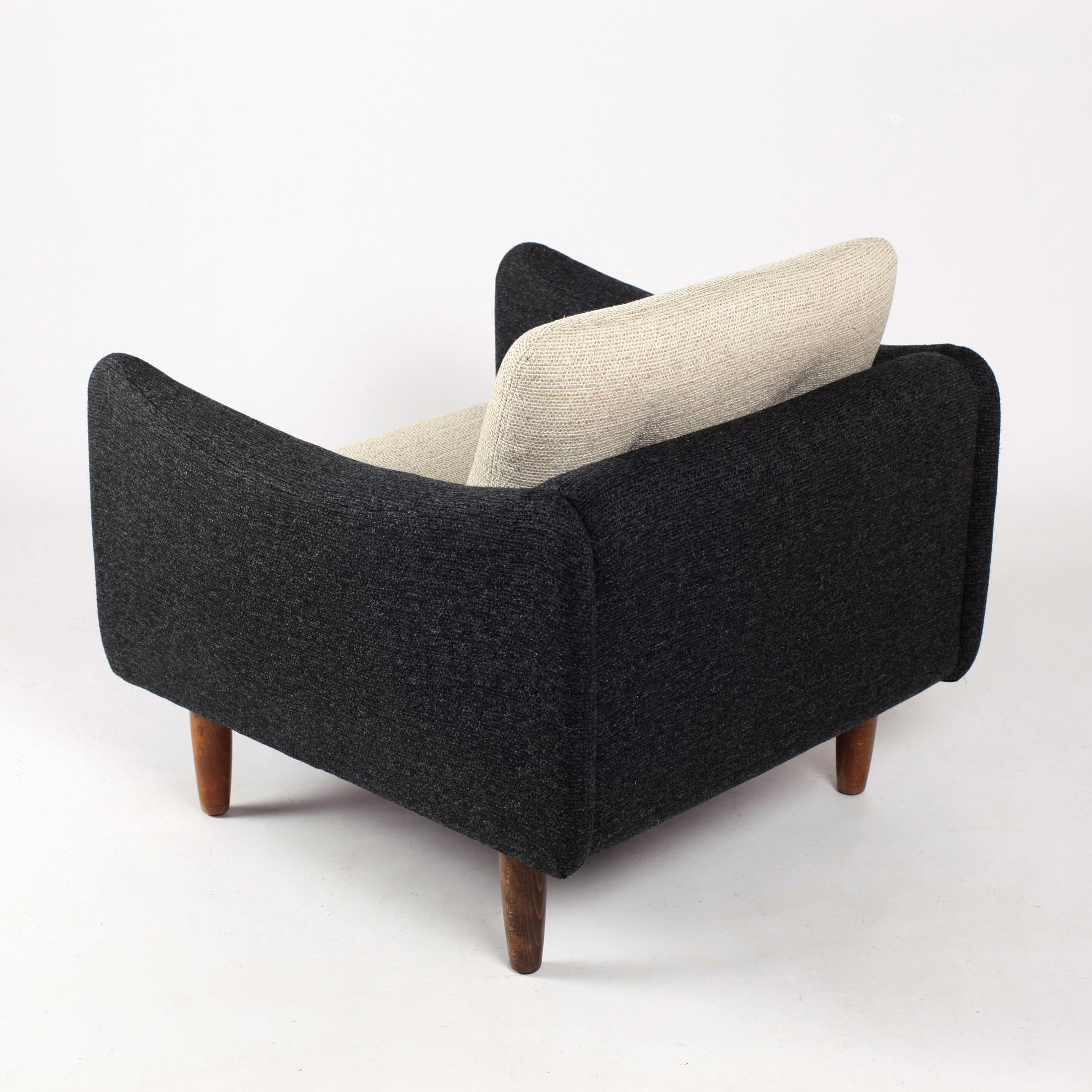 Fabric Pair of Teckel Armchairs by Michel Mortier for Steiner, France, 1960s