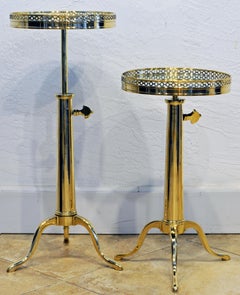 Pair of Telescoping Mirror Top Brass Occasional Tables by Maison Toulouse, Paris