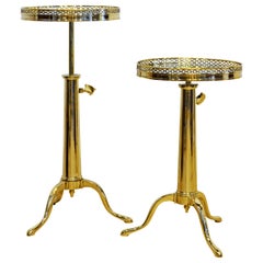 Pair of Telescoping Mirror Top Brass Occasional Tables by Maison Toulouse, Paris