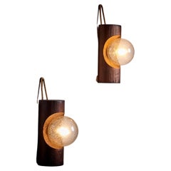 Vintage Pair of Temde Wall Lamps in Wood, Switzerland 1960s 