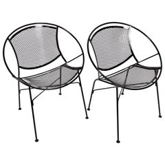 Pair of Tempestini for Salterini "Radar" Black Enamel Iron Chairs, 1950s