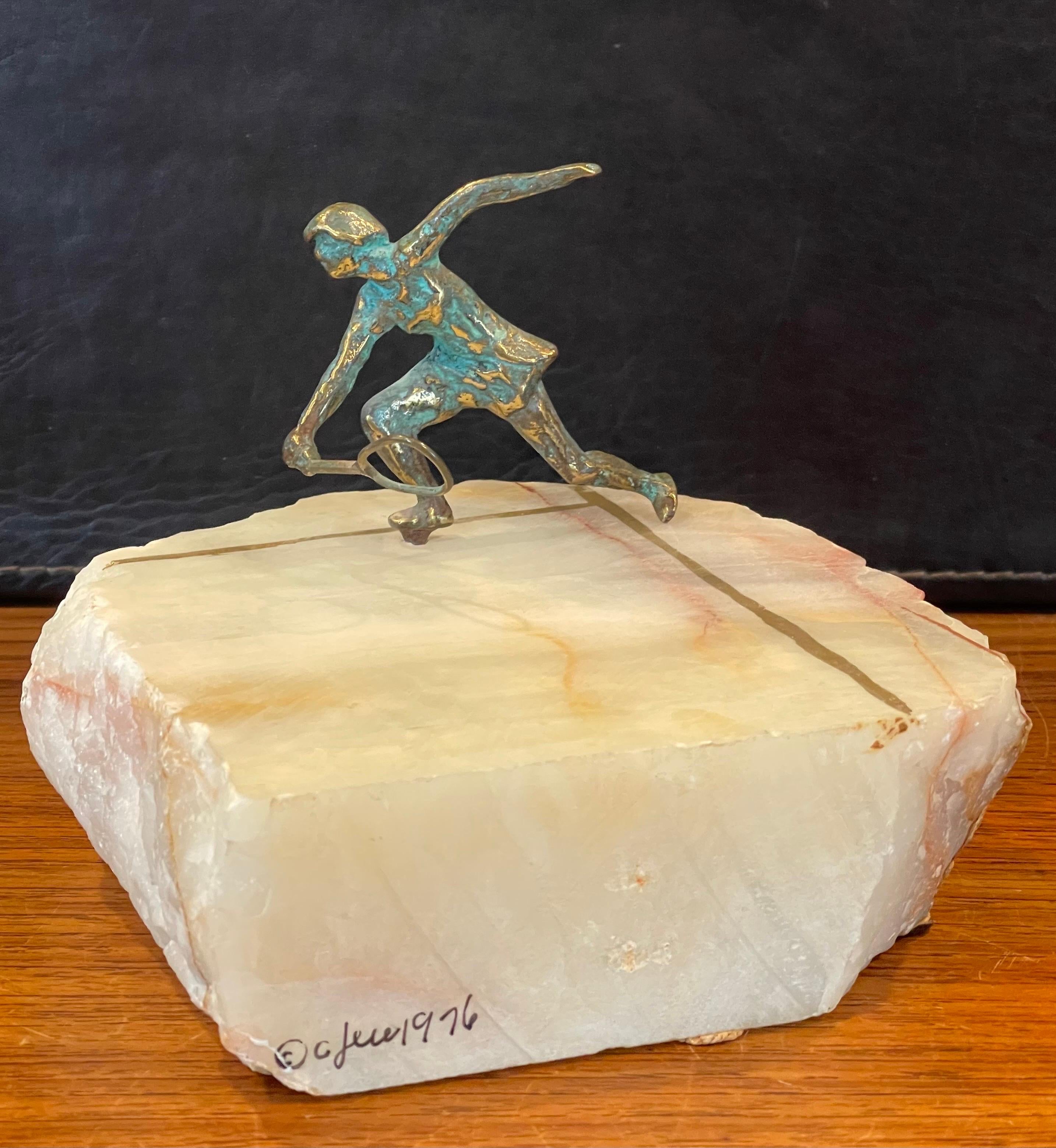 Pair of Tennis Players on Quartz Court Bookends by Curtis Jere for Artisan House For Sale 3