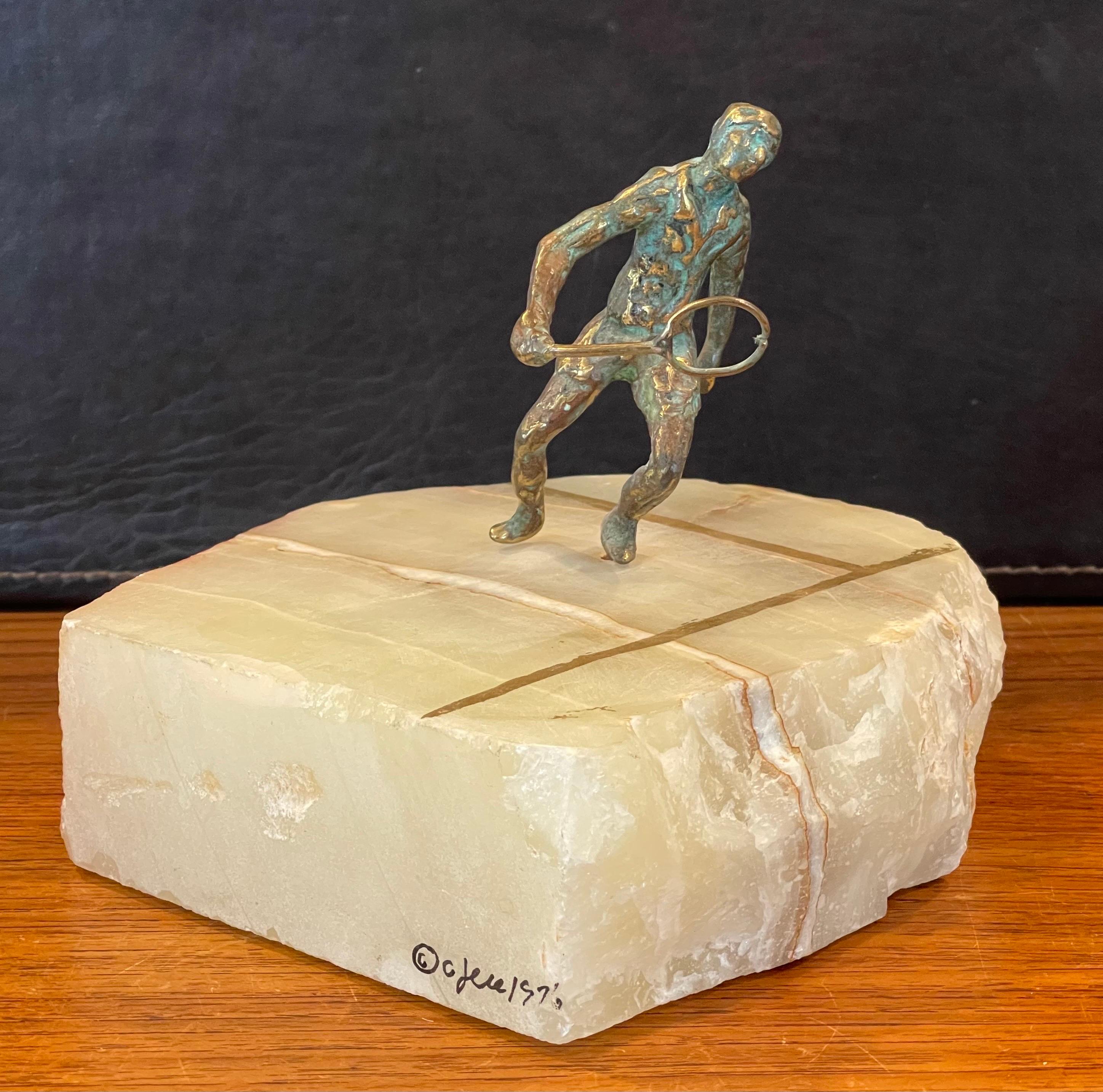 Pair of Tennis Players on Quartz Court Bookends by Curtis Jere for Artisan House For Sale 4