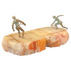 Pair of Tennis Players on Quartz Court Bookends by Curtis Jere for Artisan House