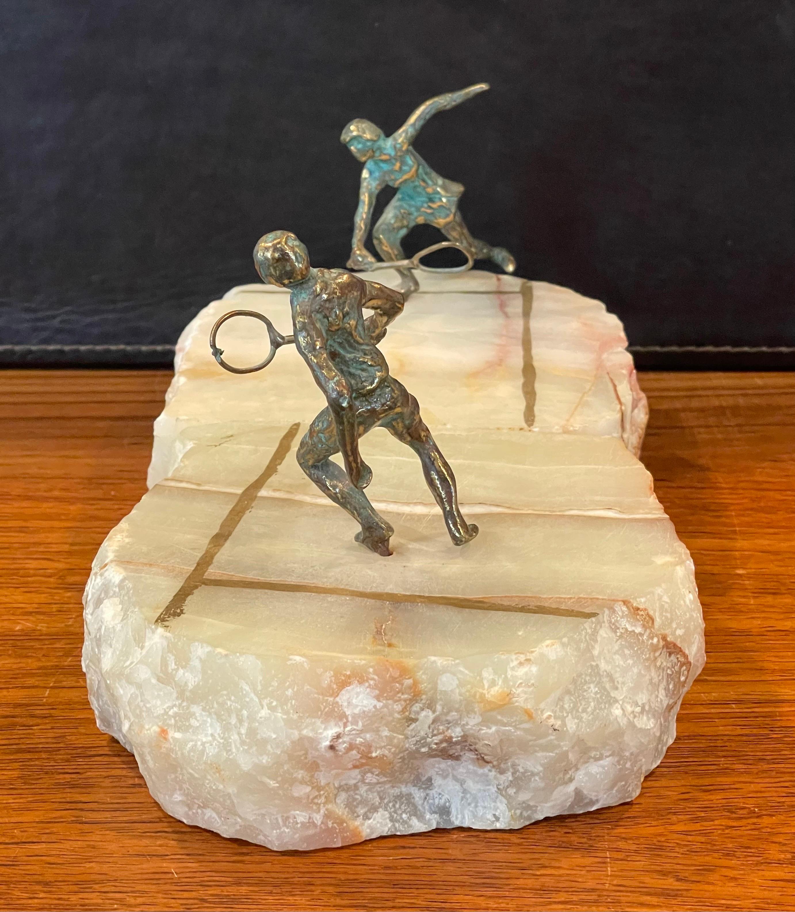 Pair of Tennis Players on Quartz Court Bookends by Curtis Jere for Artisan House For Sale 2