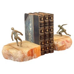 Pair of Tennis Players on Quartz Court Bookends by Curtis Jere for Artisan House
