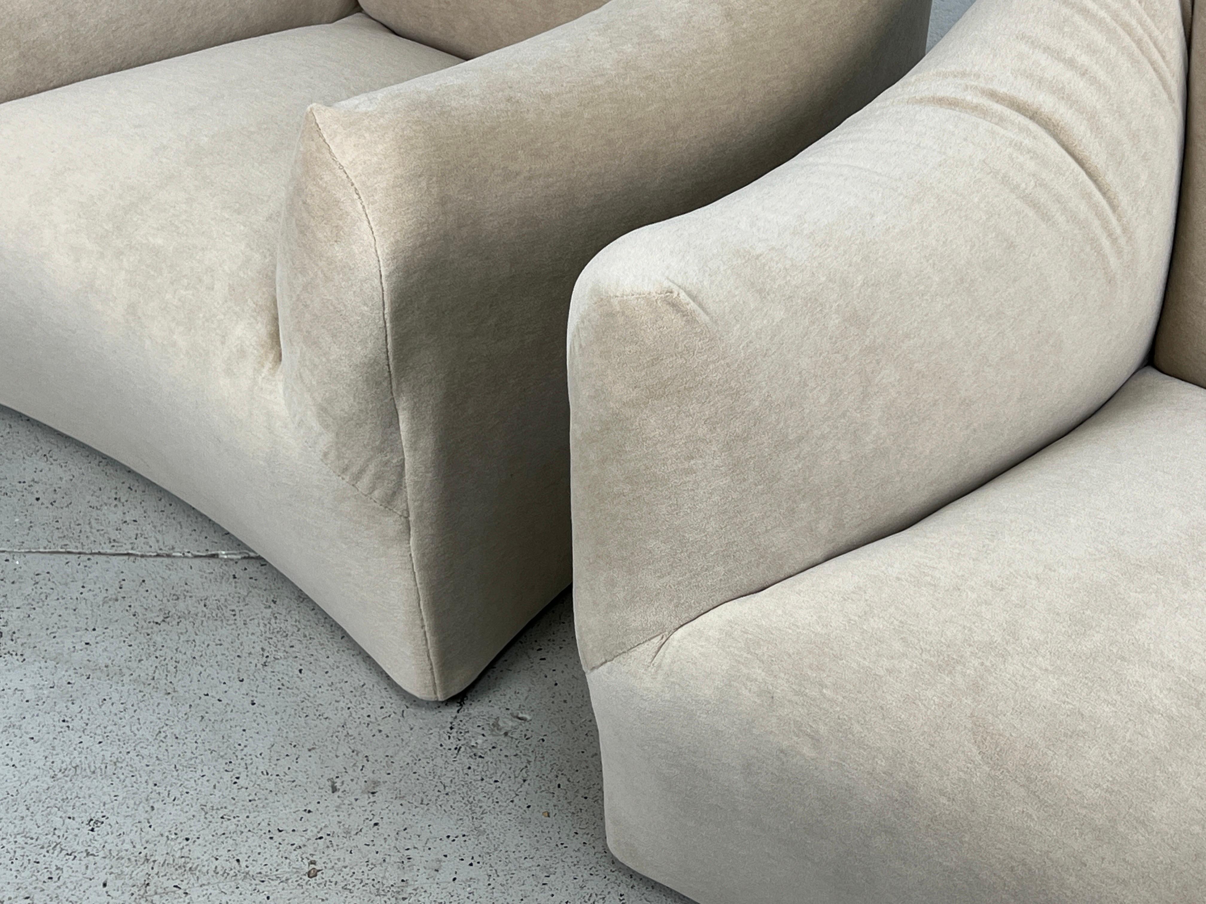 Pair of Tentazione Lounge Chairs by Mario Bellini in Mohair 6