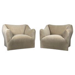 Pair of Tentazione Lounge Chairs by Mario Bellini in Mohair