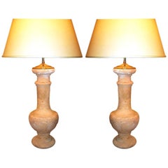 Pair Of Terra Cotta Balluster Lamps