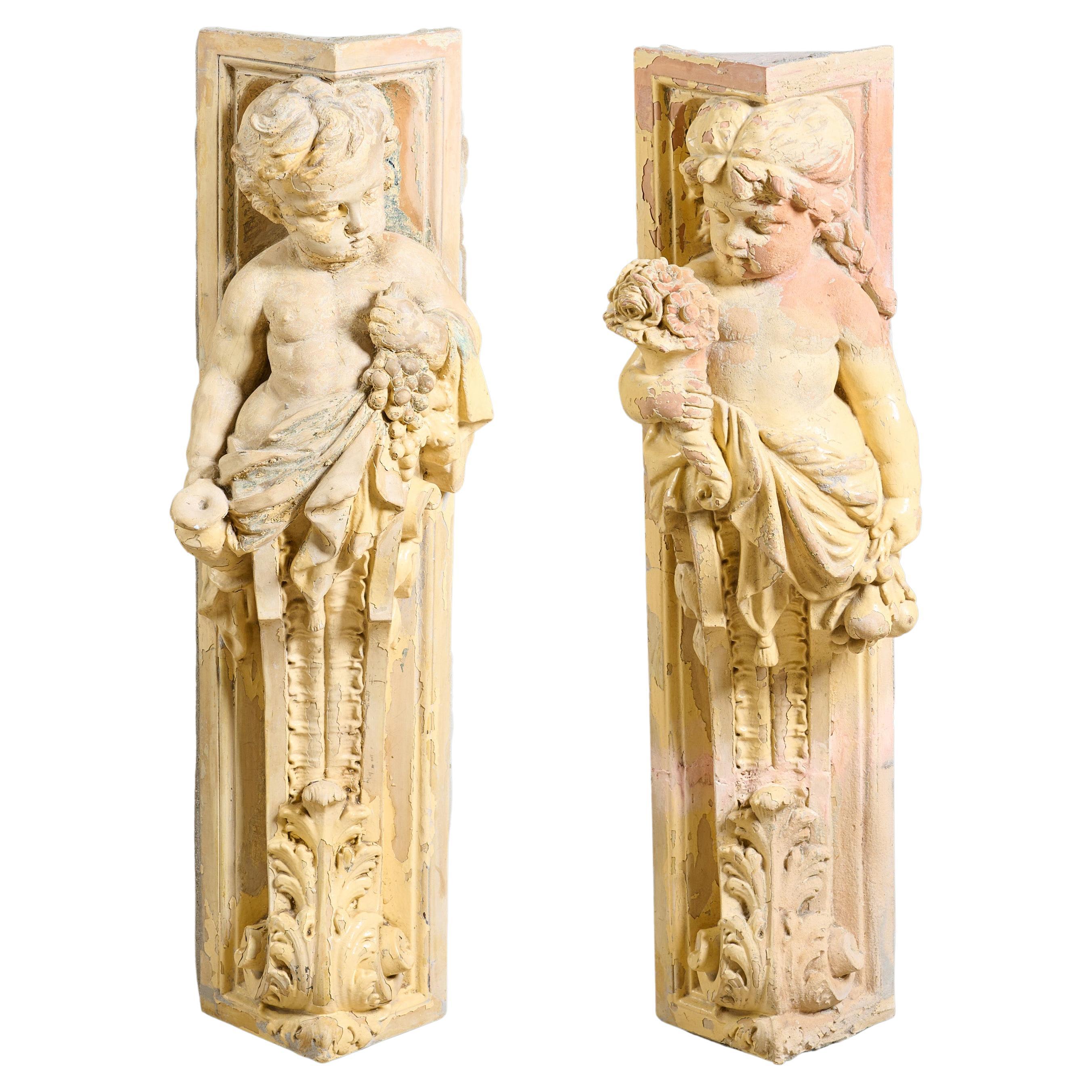 Paar dekorative Terrakotta-Deko-Paneele