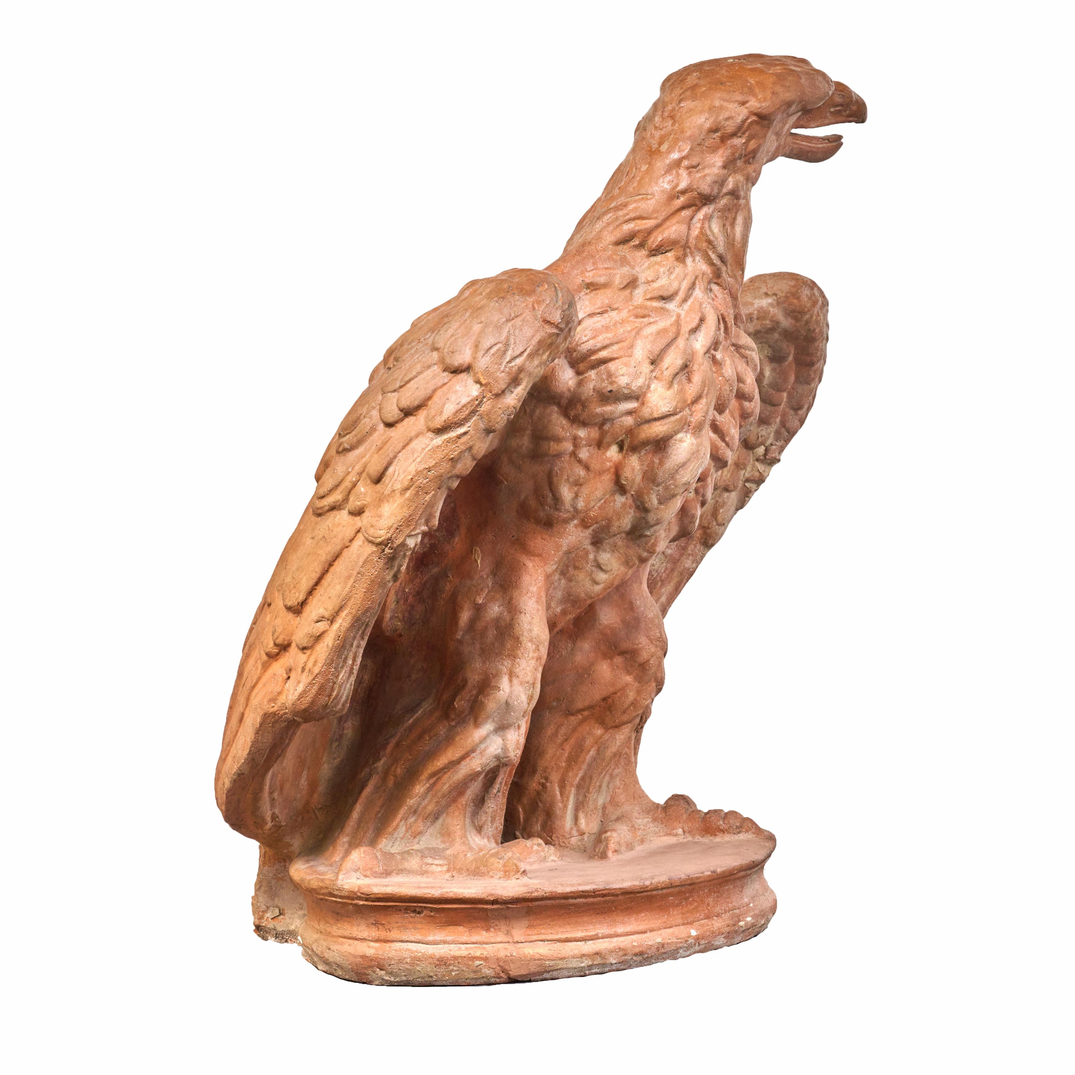 Terracotta Pair of Terra Cotta Eagles.
