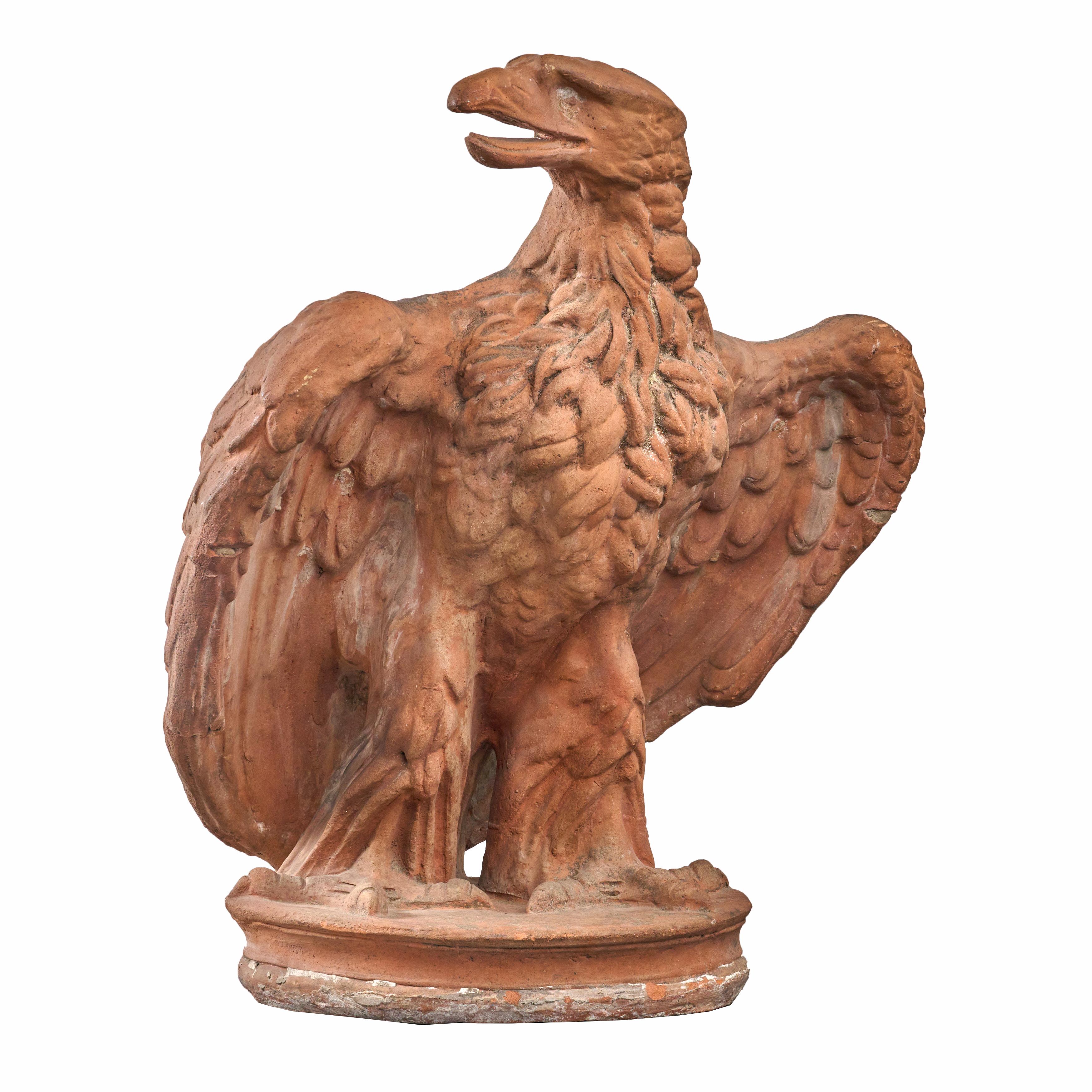 Pair of Terra Cotta Eagles.  3