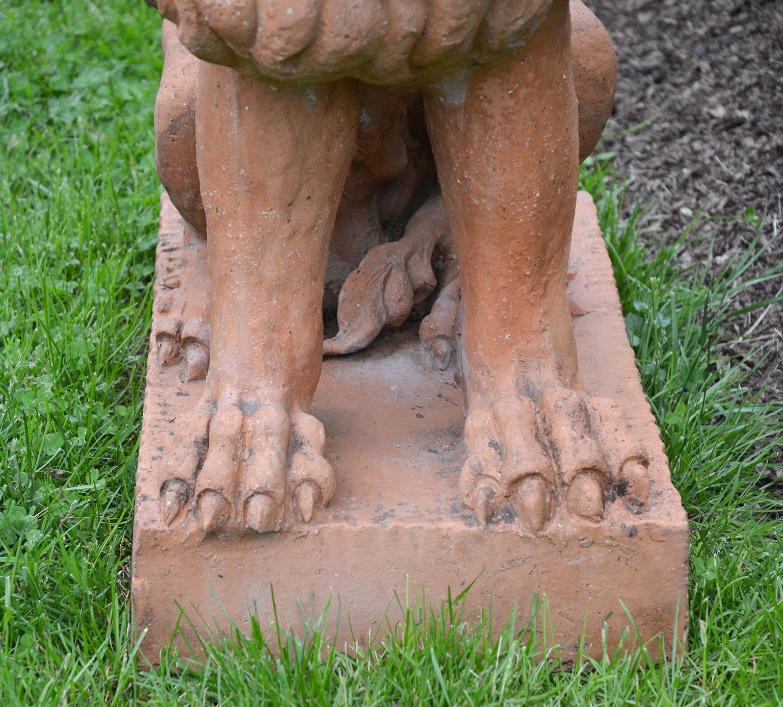 Pair of Terracotta Lions in the French Style 1