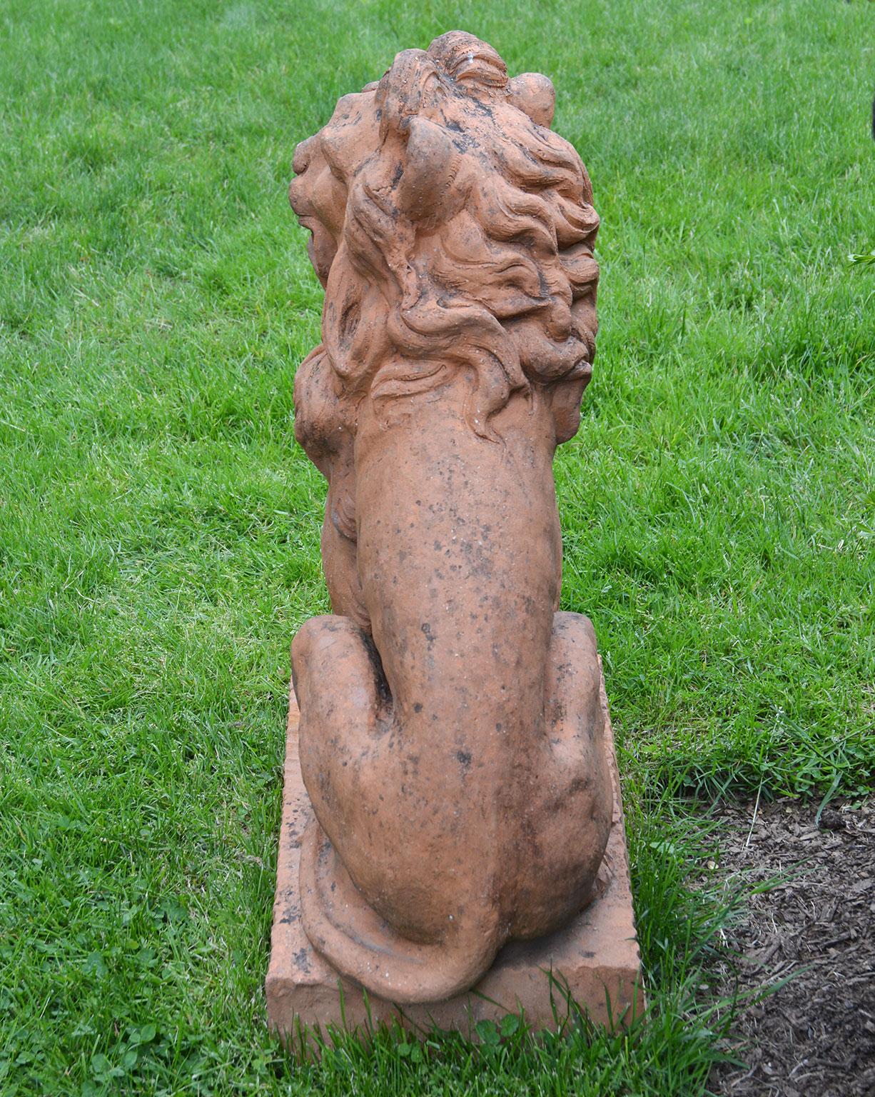 Pair of Terracotta Lions in the French Style 2
