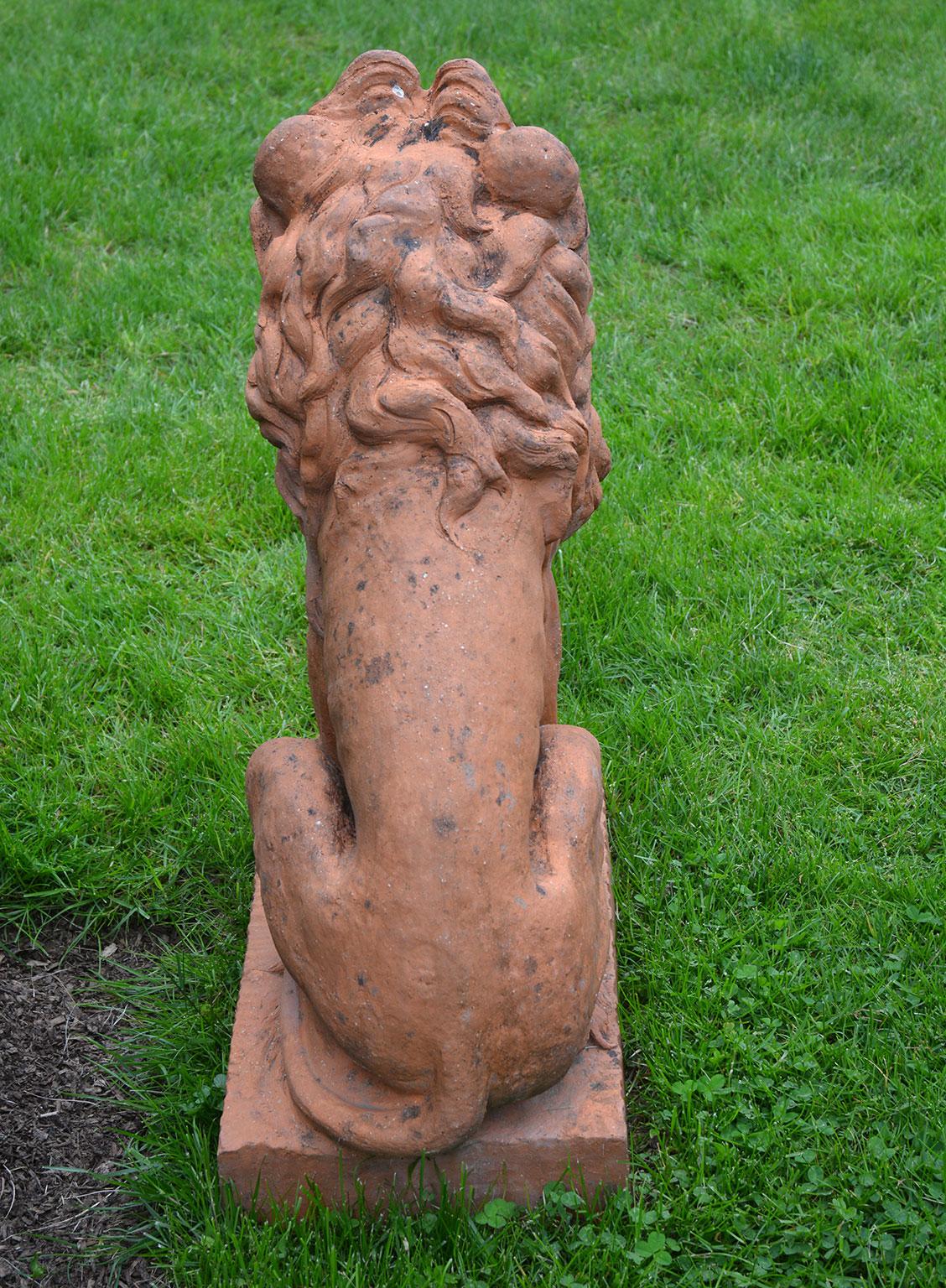 Pair of Terracotta Lions in the French Style 3