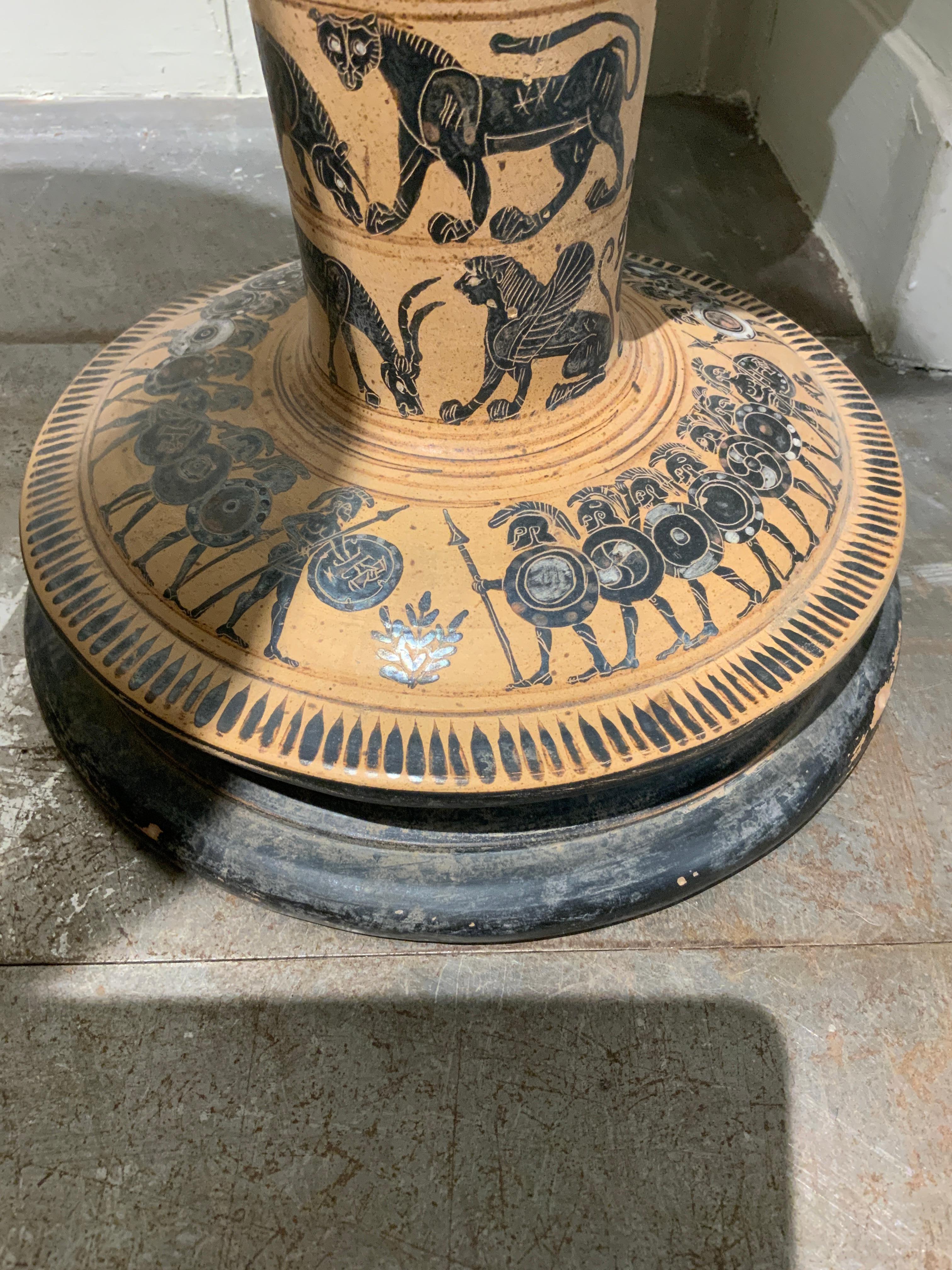 italien Paire de vases en terre cuite à décor gris Italie 1950 en vente