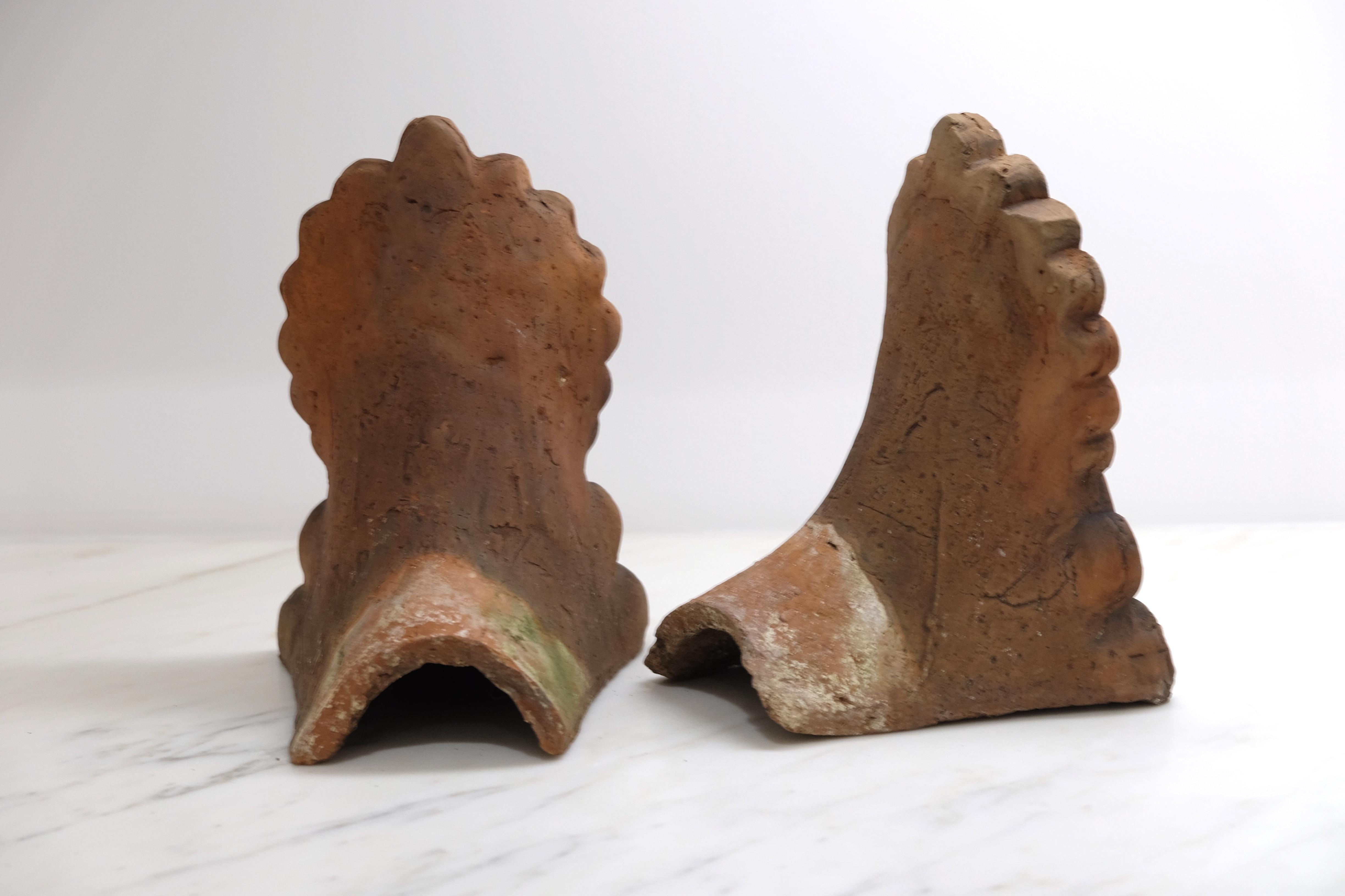 Pair of Terracotta Anthemion Roof Tiles In Good Condition In  Richmond, VA