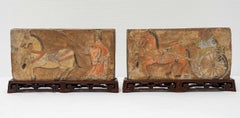 Pareja De Ladrillos De Terracota Con Restos De Policromía - Estilo: Han - Período: XIX