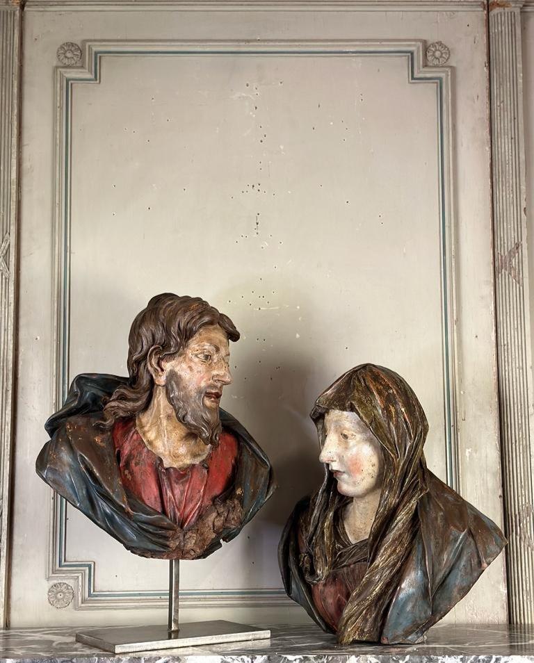 Pair Of Terracotta Busts, Mary And Saint John, Italy 17th Centuryflag 7