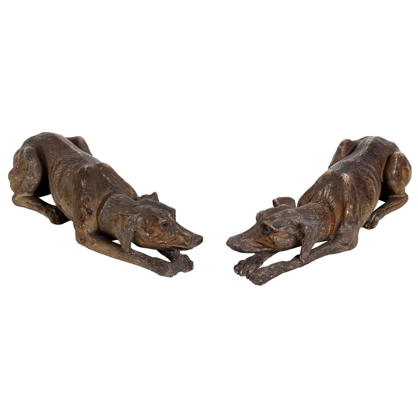 Pair of Terracotta Dog Statues