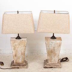 Pair of Terracotta Figural Keystone Lamps