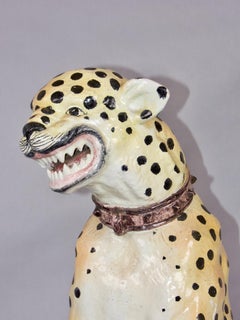 Pair of terracotta leopard sculpture