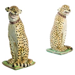 Pair of terracotta leopard sculpture