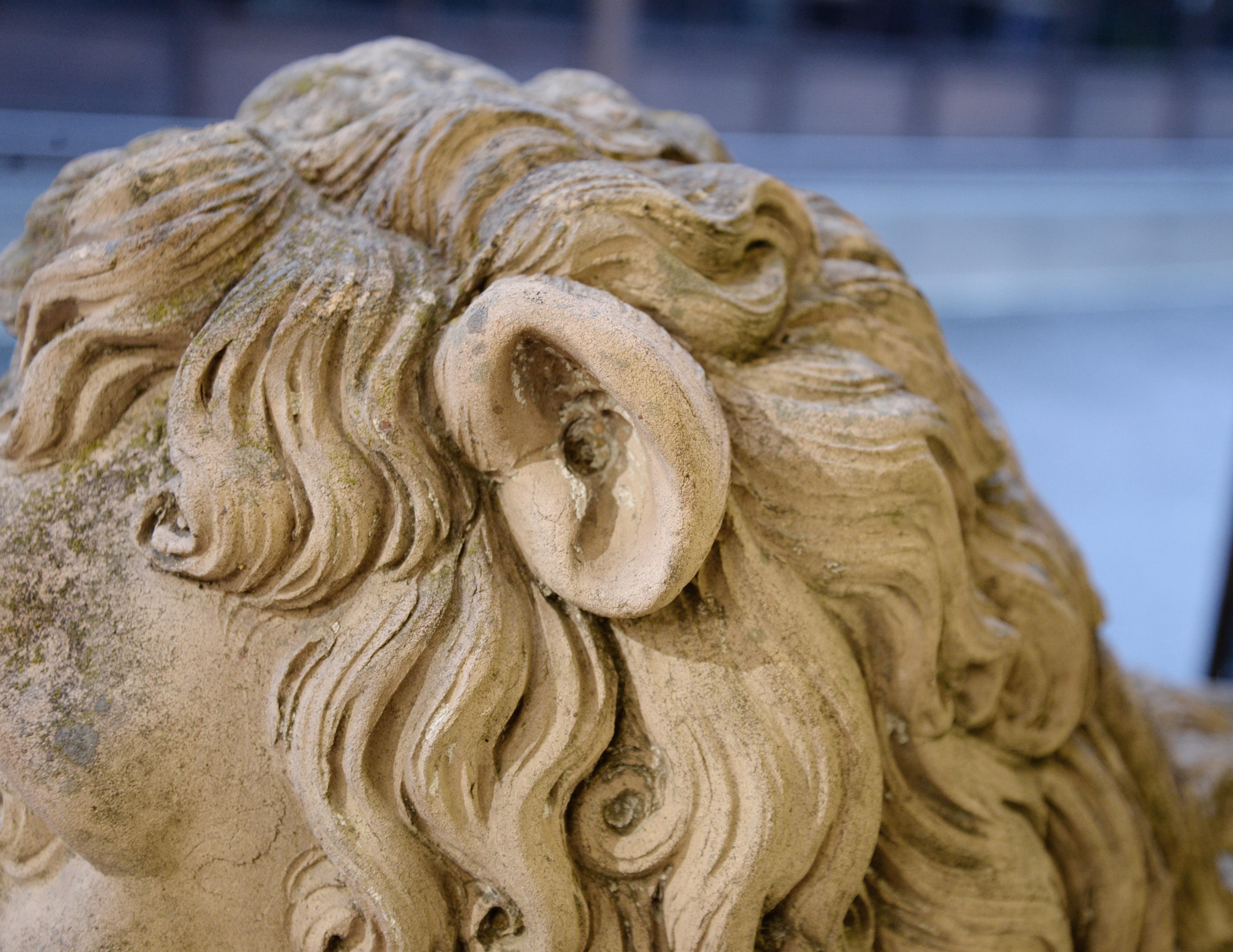 Paire de statues de lion en terre cuite, 18ème siècle en vente 1