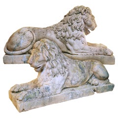 Pair of Terracotta Lion Statues, 18th Century