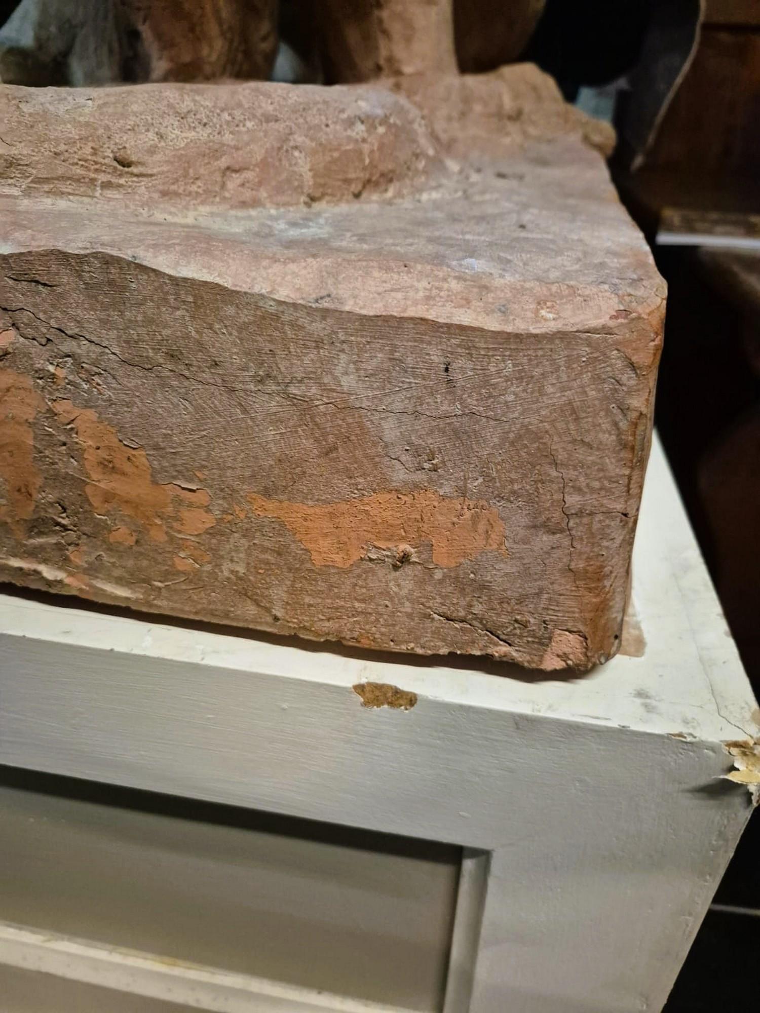 Italiano Coppia di leoni in terracotta su una base, XIX secolo in vendita