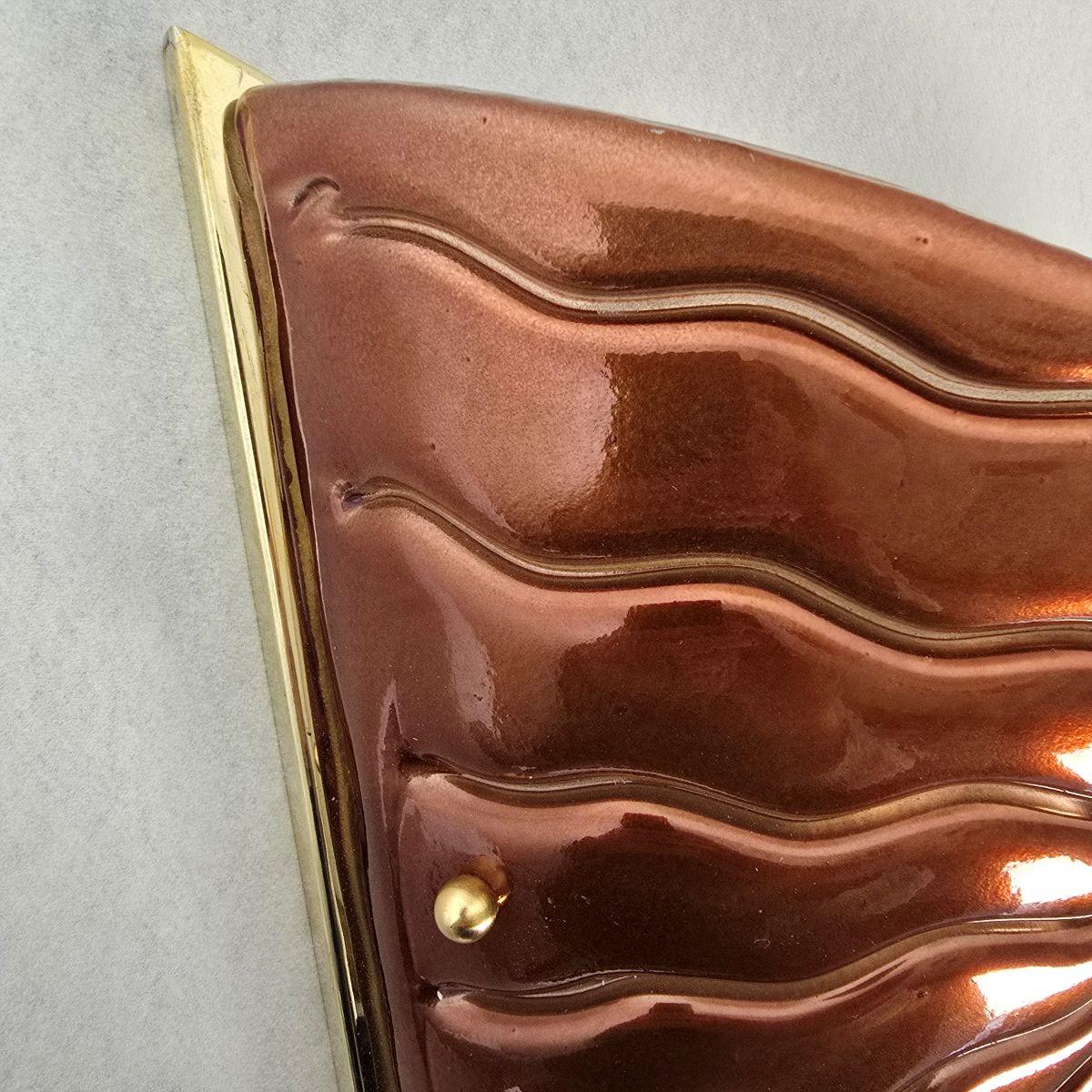 Coppia di appliques in vetro di Murano in terracotta in vendita 4