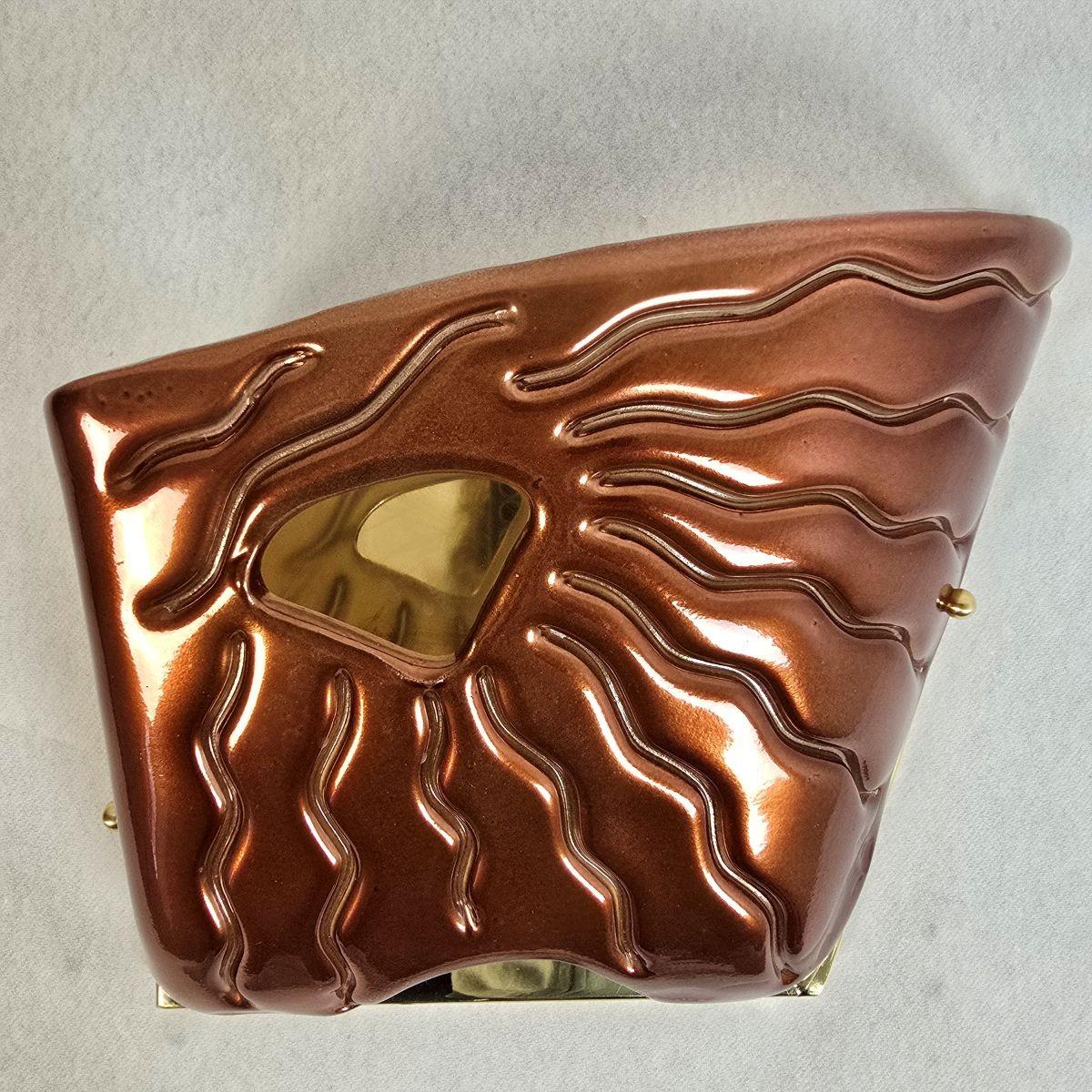 Mid-Century moderno Coppia di appliques in vetro di Murano in terracotta in vendita