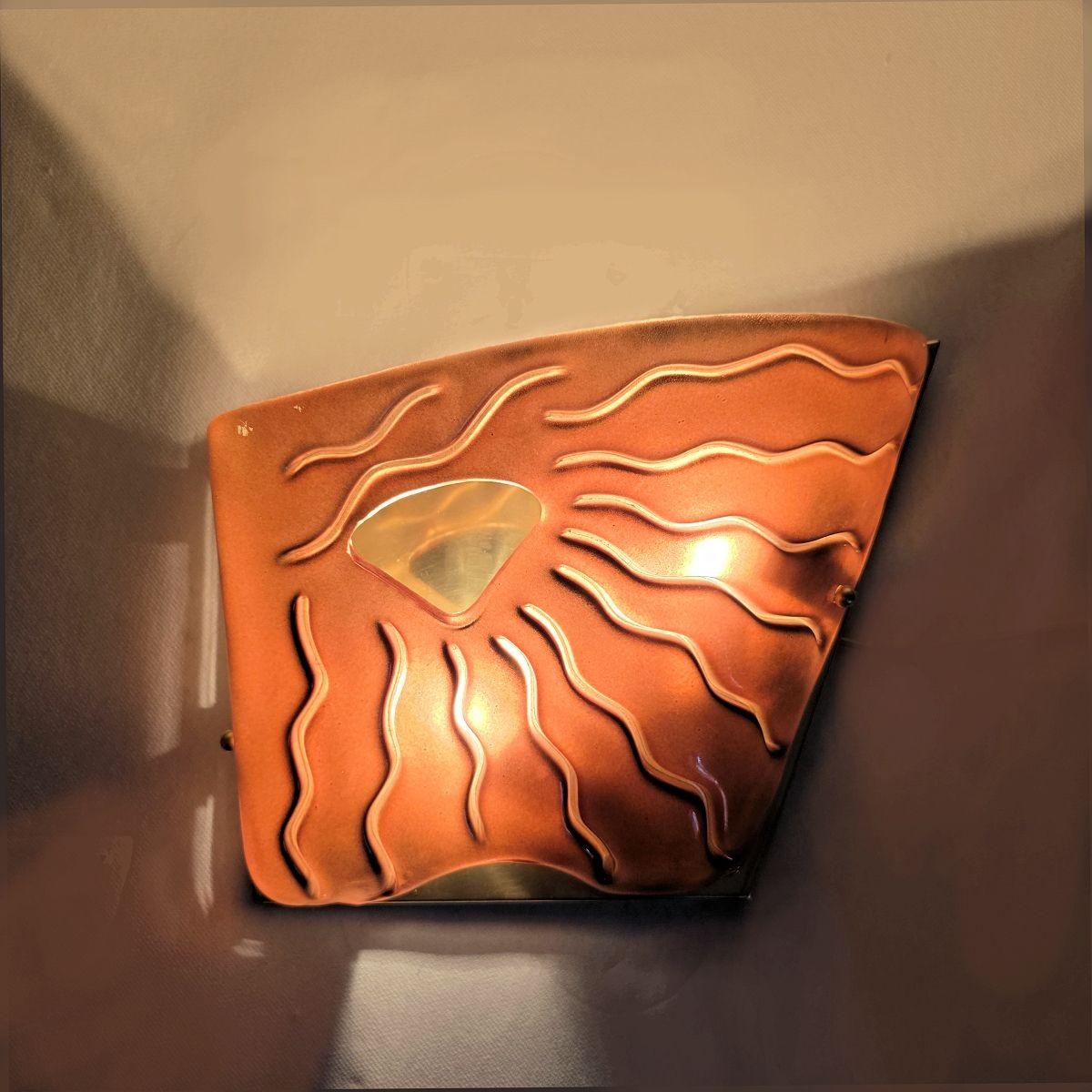 Italiano Coppia di appliques in vetro di Murano in terracotta in vendita