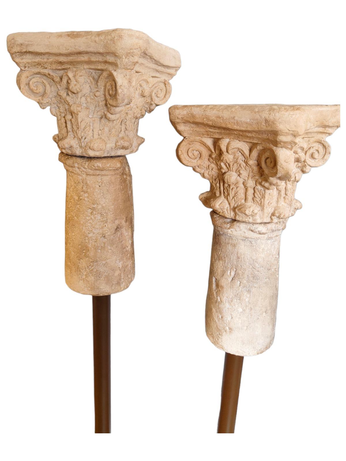 Baroque Pair of Terracotta or Similar Columns from the 20th Century For Sale