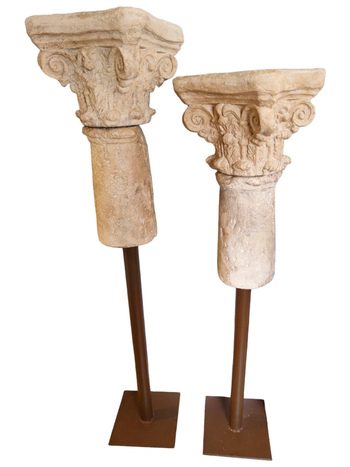 Hand-Crafted Pair of Terracotta or Similar Columns from the 20th Century For Sale