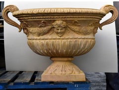 PAIR OF TERRACOTTA OVAL VASE WITH FESTOONS 21th Century