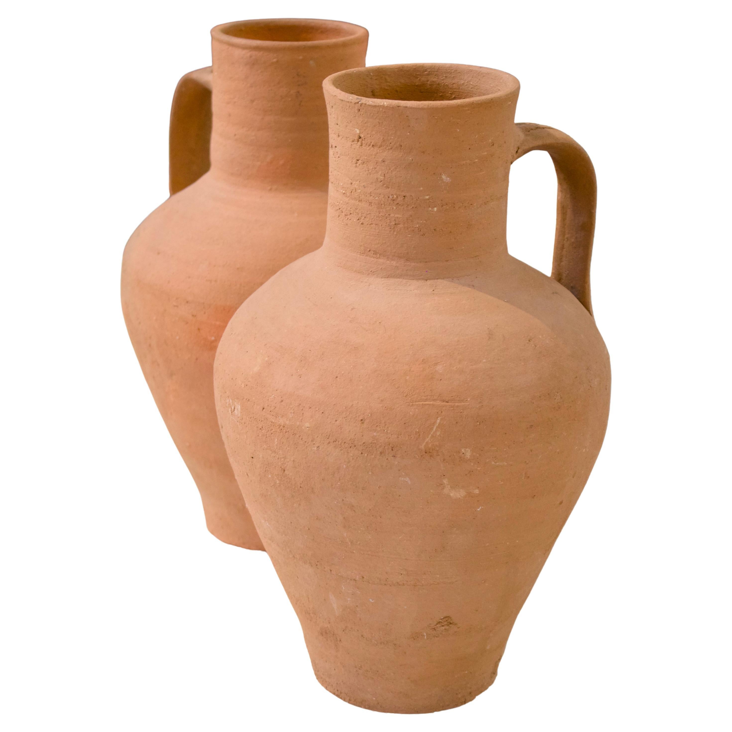 Pair of Terracotta Pitchers, 9-Inch Diameter, 15-Inch Height For Sale