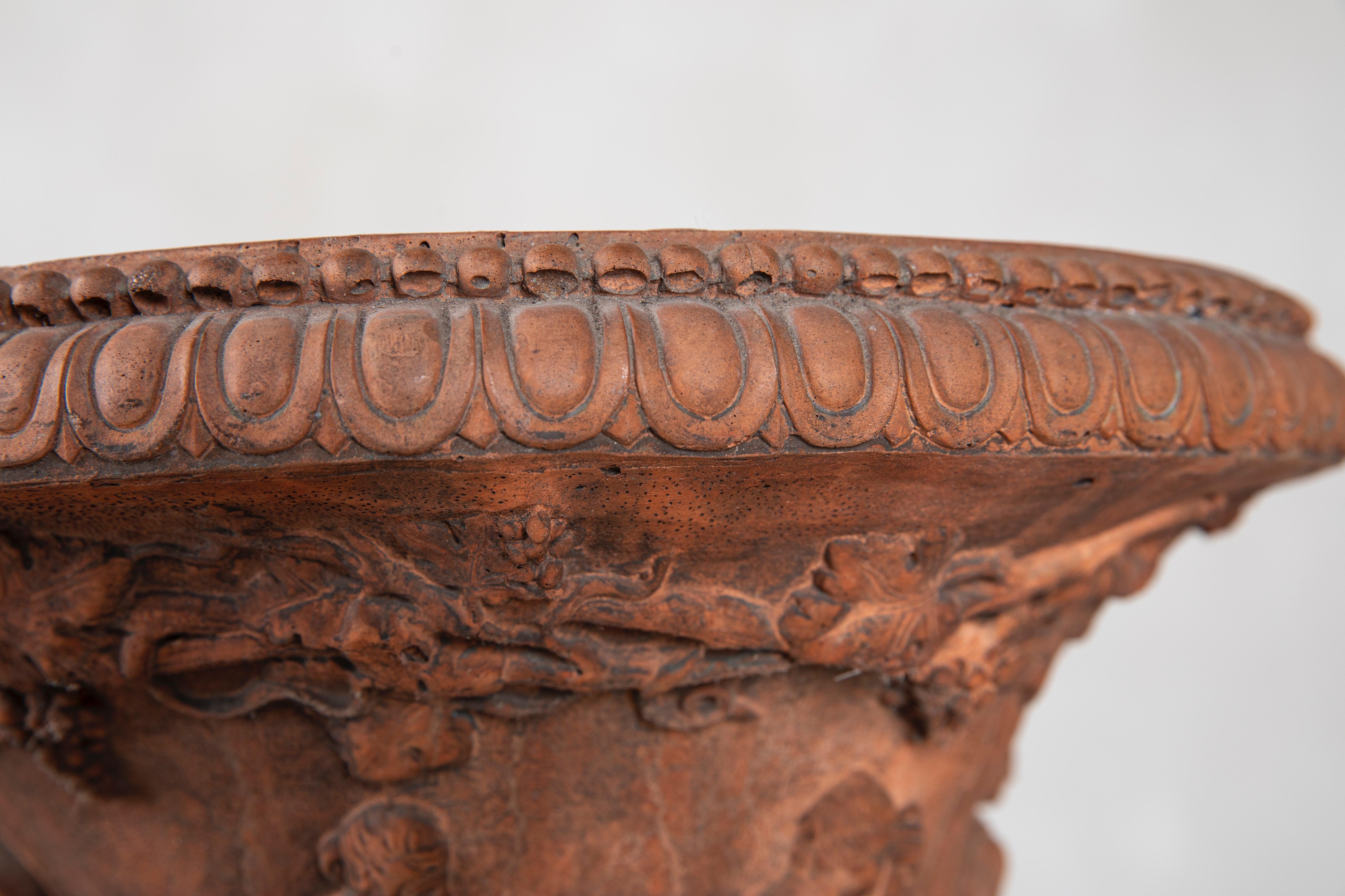 Pair of Terracotta Planters with Terracotta Bases, Italy, Late 19th Century For Sale 1