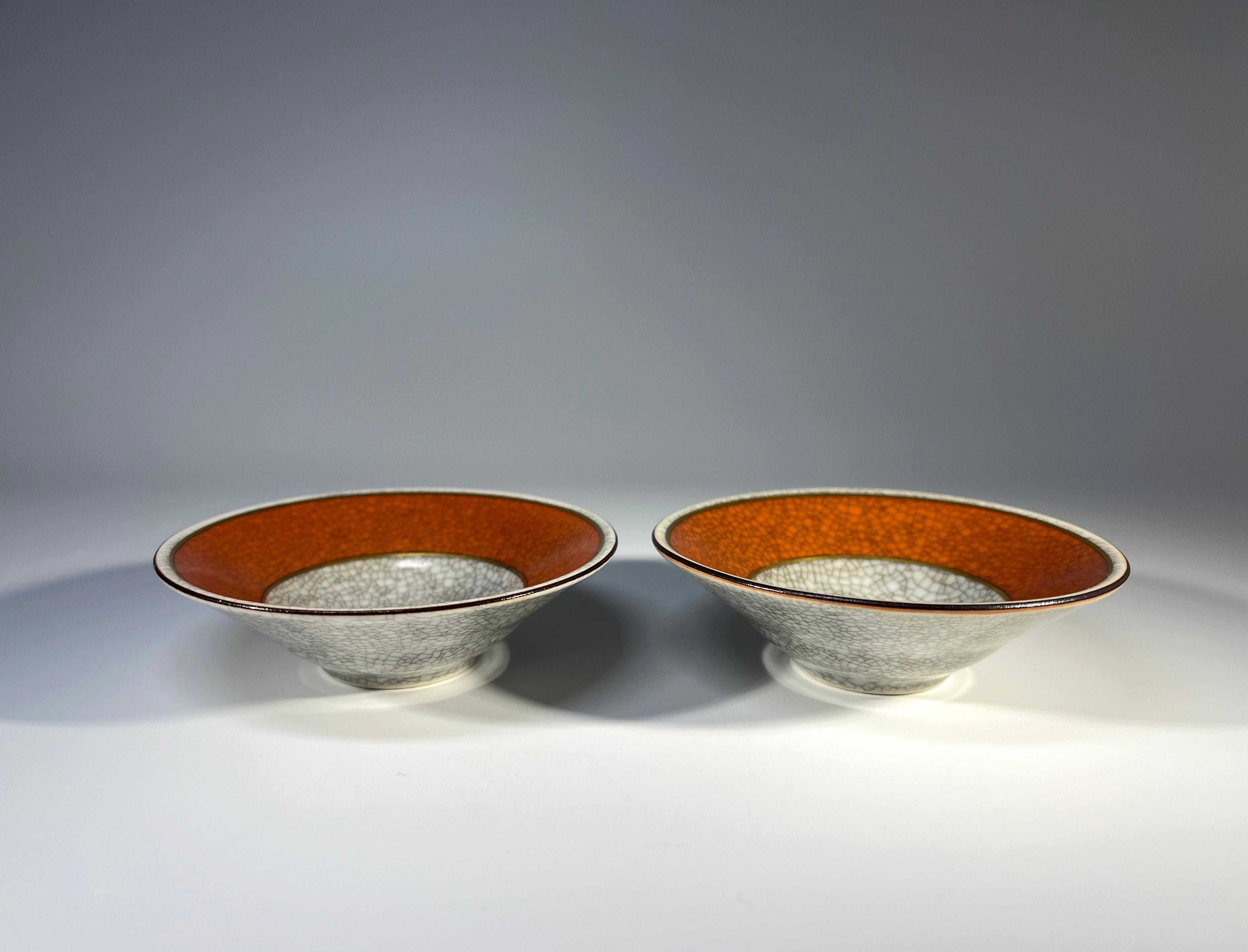 Art Déco Coppia di sali in porcellana di terracotta, Thorkild Olsen, Royal Copenhagen Craquelure in vendita