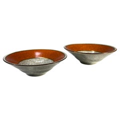 Coppia di sali in porcellana di terracotta, Thorkild Olsen, Royal Copenhagen Craquelure