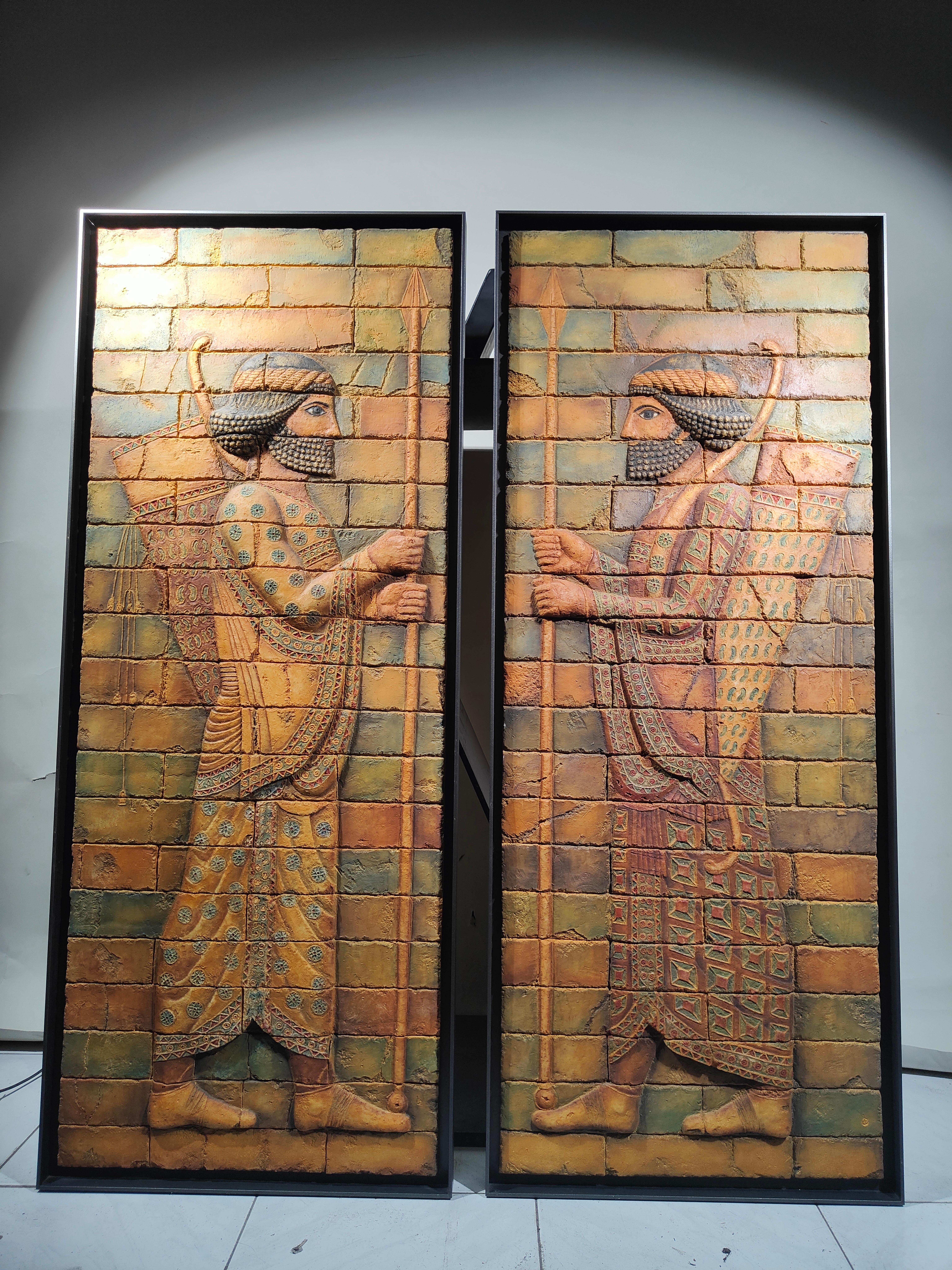Pair Of Terracotta Reliefs Of Persian Archers Mid-20th century
Pair of terracotta reliefs of Persian archers mid-20th century
Very decorative terracotta or similar panels of Persian archers following the model of the frieze found in the Louvre