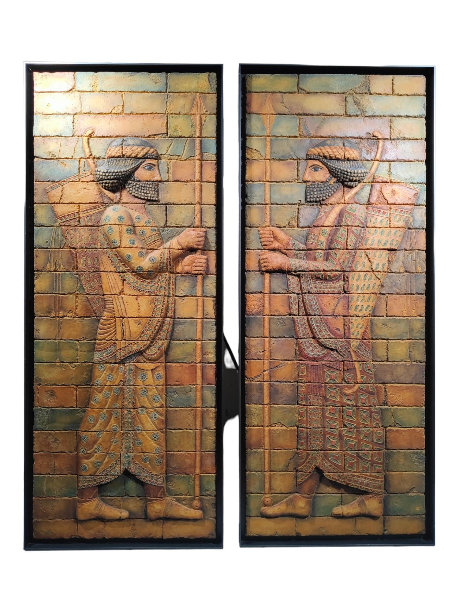 Pair of Terracotta Reliefs of Persian Archers, Mid-20th Century In Excellent Condition In Madrid, ES